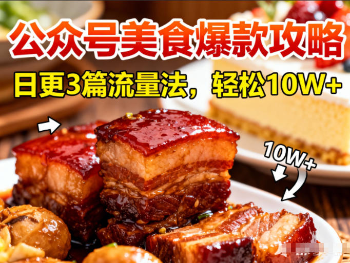 公众号搬运美食爆款攻略,日更3篇流量主打法,轻松10W+阅读|一站式知识服务平台|多样资源|热门项目|详尽教程|学习交流|成功之门|HY资源库