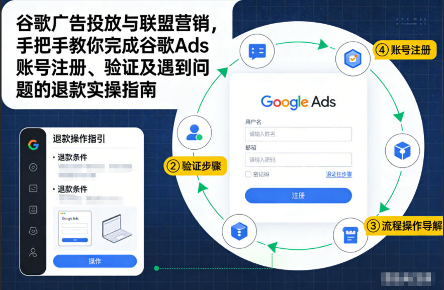 谷歌广告投放与联盟营销,手把手教你完成谷歌Ads账号注册、验证及遇到问题的退款实操指南|一站式知识服务平台|多样资源|热门项目|详尽教程|学习交流|成功之门|HY资源库