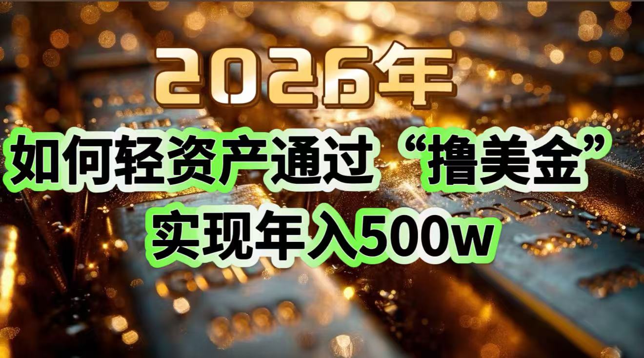 2026年如何轻资产通过“撸美金”实现年入500w|一站式知识服务平台|多样资源|热门项目|详尽教程|学习交流|成功之门|HY资源库