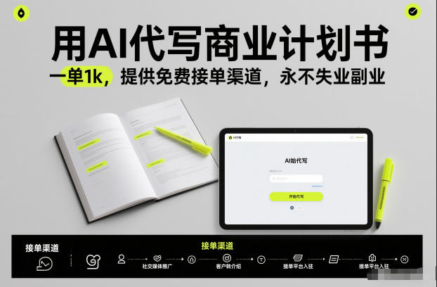 用AI代写商业计划书，一单1k，提供免费接单渠道，永不失业副业|一站式知识服务平台|多样资源|热门项目|详尽教程|学习交流|成功之门|HY资源库