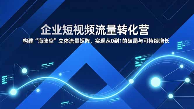 企业短视频流量转化营，构建“海陆空”立体流量矩阵，实现从0到1的破局与可持续增长|一站式知识服务平台|多样资源|热门项目|详尽教程|学习交流|成功之门|HY资源库