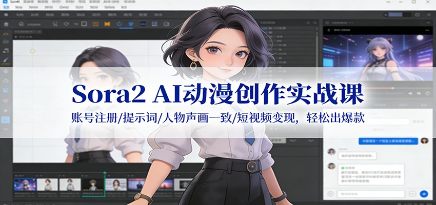 Sora2 AI动漫创作实战课：账号注册/提示词/人物声画一致/短视频变现，轻松出爆款|一站式知识服务平台|多样资源|热门项目|详尽教程|学习交流|成功之门|HY资源库