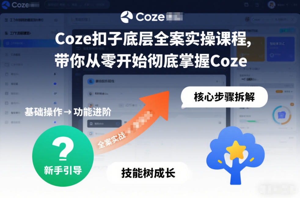 Coze扣子底层全案实操课程，带你从零开始彻底掌握Coze|一站式知识服务平台|多样资源|热门项目|详尽教程|学习交流|成功之门|HY资源库