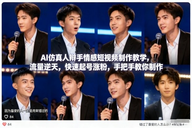 AI仿真人辩手情感短视频制作教学，流量逆天，快速起号涨粉，手把手教你制作|一站式知识服务平台|多样资源|热门项目|详尽教程|学习交流|成功之门|HY资源库
