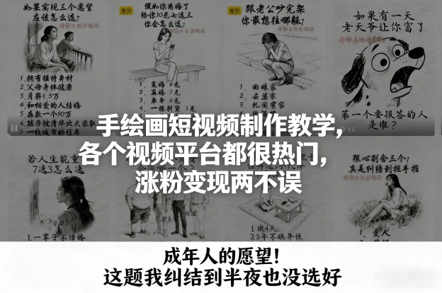 手绘画短视频制作教学，各个视频平台都很热门，涨粉变现两不误|一站式知识服务平台|多样资源|热门项目|详尽教程|学习交流|成功之门|HY资源库