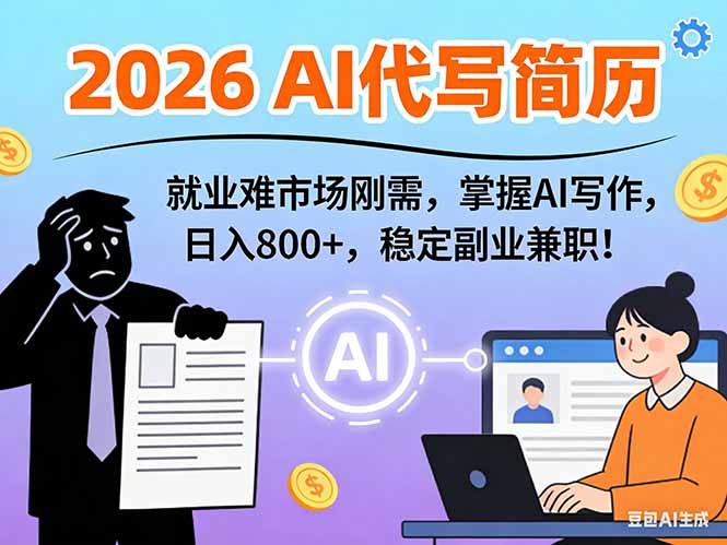 AI代写简历，超暴利，用万能模板月入1-3万实战教程，2026年市场刚需！|一站式知识服务平台|多样资源|热门项目|详尽教程|学习交流|成功之门|HY资源库