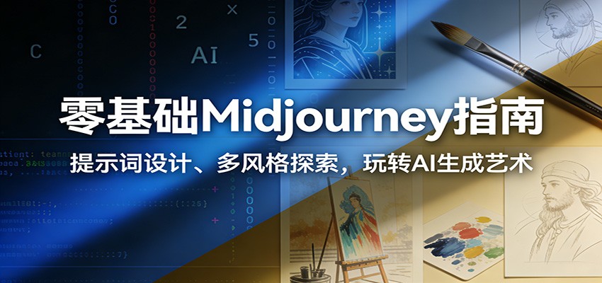 零基础Midjourney指南：提示词设计、多风格探索，玩转AI生成艺术|一站式知识服务平台|多样资源|热门项目|详尽教程|学习交流|成功之门|HY资源库