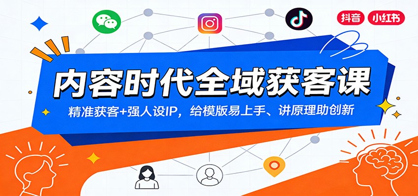 内容时代全域获客课：精准获客+强人设IP，给模版易上手、讲原理助创新|一站式知识服务平台|多样资源|热门项目|详尽教程|学习交流|成功之门|HY资源库