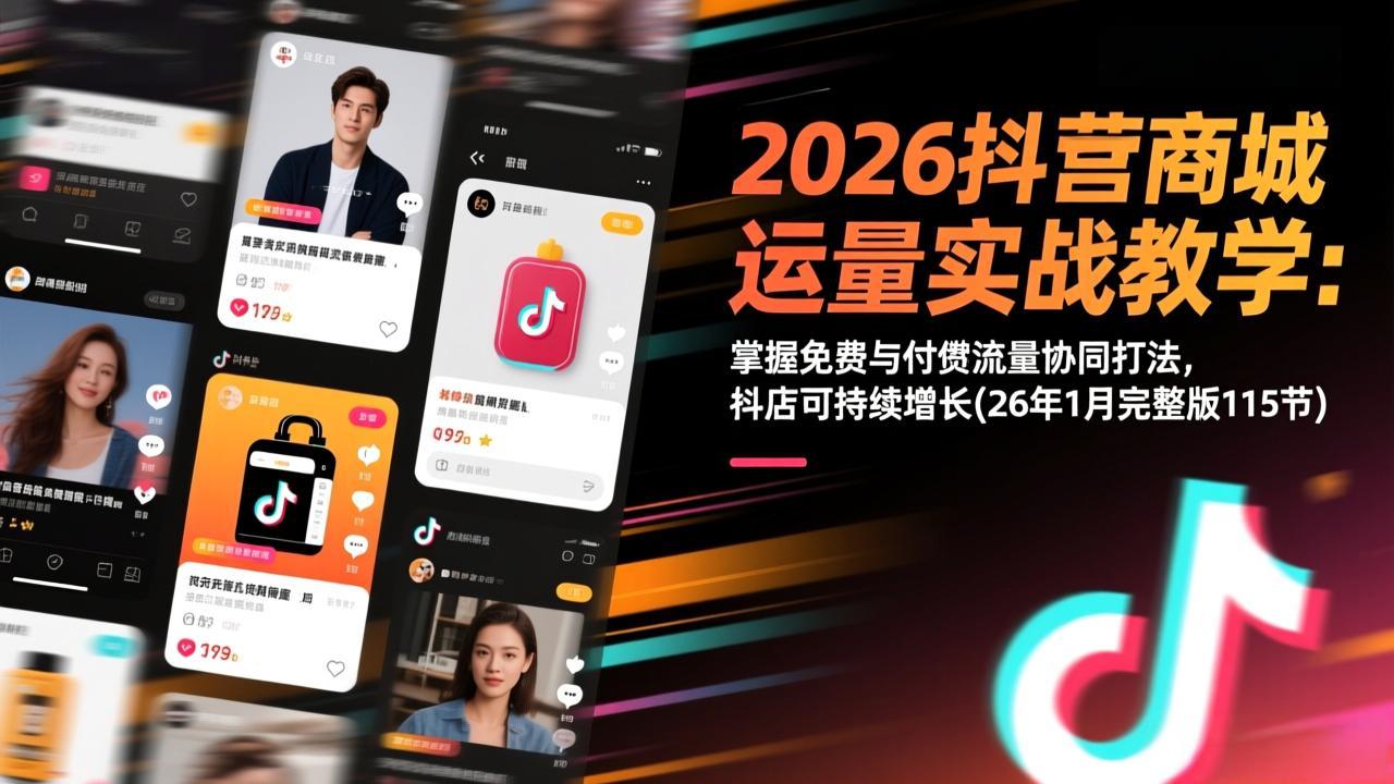 2026抖音商城运营实战教学：掌握免费与付费流量协同打法，抖店可持续增长(26年1月完整版115节)|一站式知识服务平台|多样资源|热门项目|详尽教程|学习交流|成功之门|HY资源库