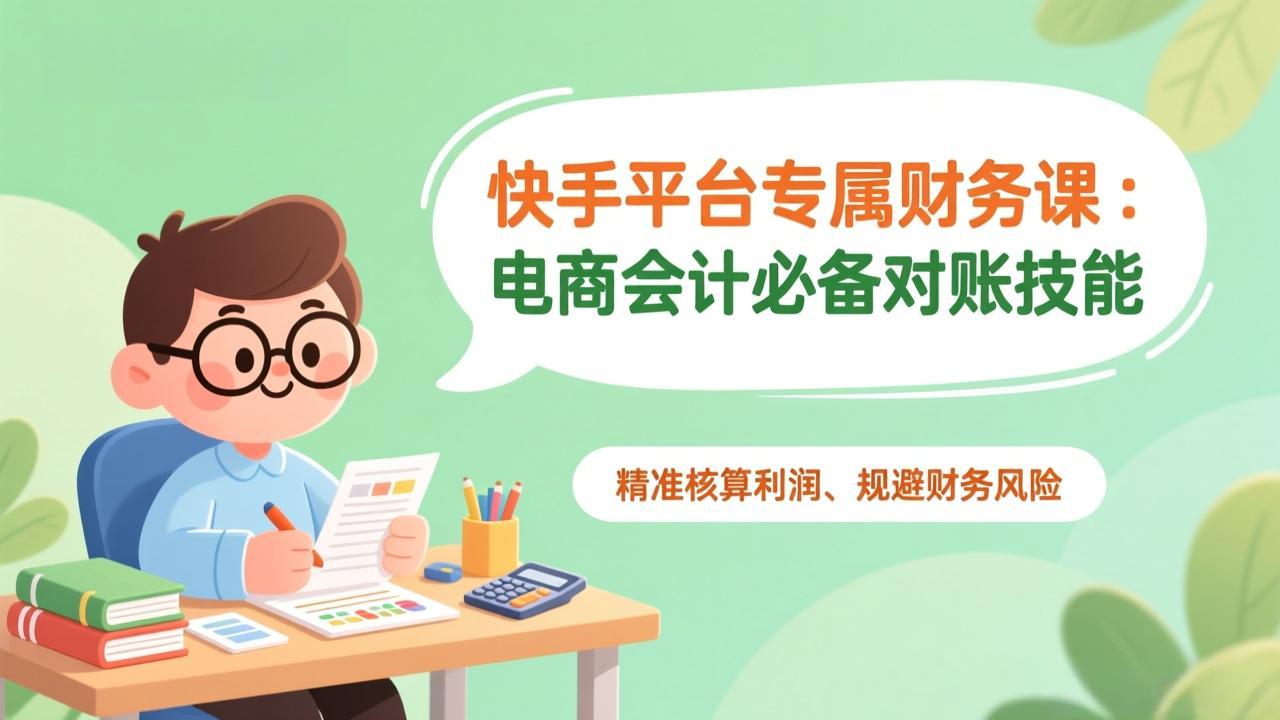 快手平台专属财务课：电商会计必备对账技能，精准核算利润、规避财务风险|一站式知识服务平台|多样资源|热门项目|详尽教程|学习交流|成功之门|HY资源库