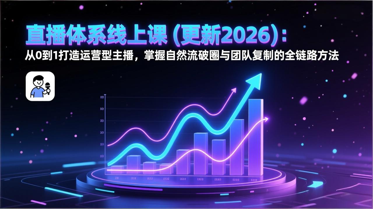 直播体系线上课(更新2026)：从0到1打造运营型主播，掌握自然流破圈与团队复制的全链路方法|一站式知识服务平台|多样资源|热门项目|详尽教程|学习交流|成功之门|HY资源库