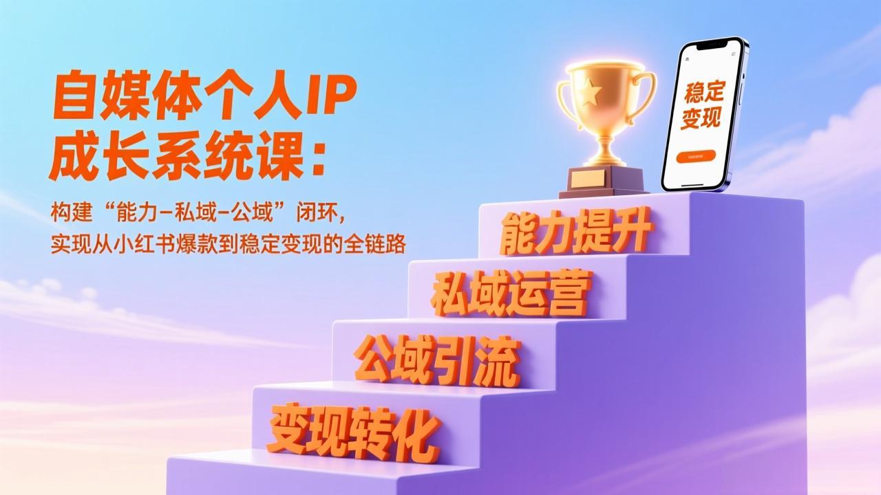 自媒体个人IP成长系统课：构建“能力-私域-公域”闭环，实现从小红书爆款到稳定变现的全链路|一站式知识服务平台|多样资源|热门项目|详尽教程|学习交流|成功之门|HY资源库