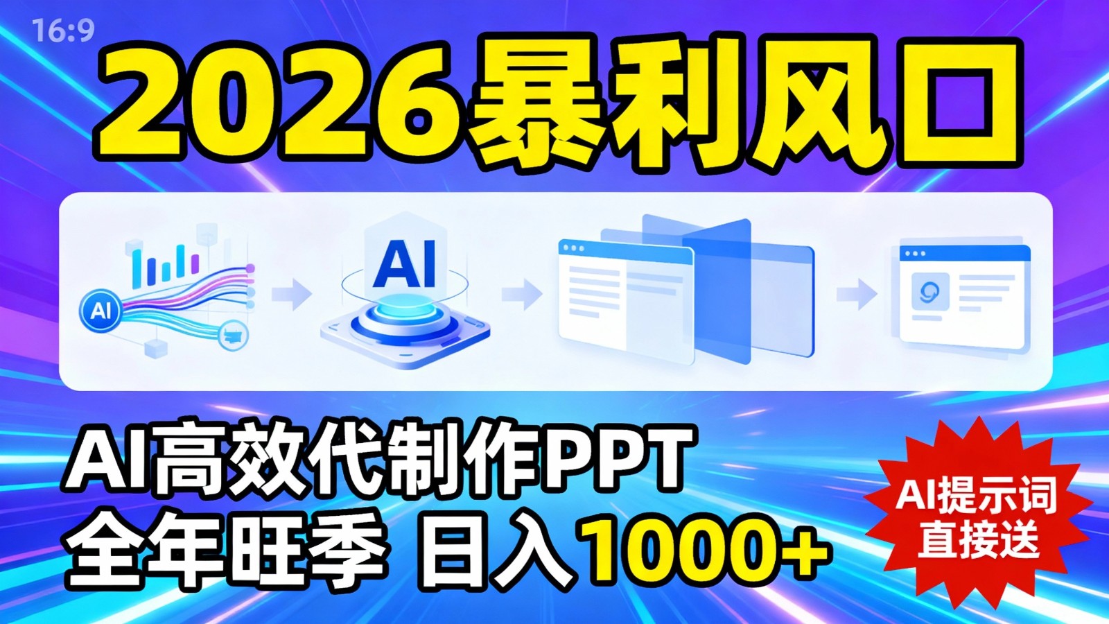 2026暴利！用AI高效代制作 PPT，全年旺季，日入 1000+，提示词直接送！|一站式知识服务平台|多样资源|热门项目|详尽教程|学习交流|成功之门|HY资源库