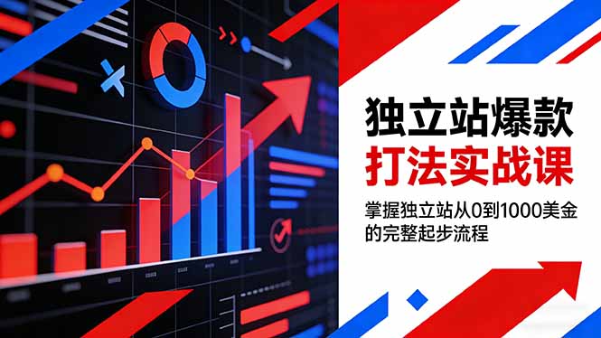 独立站爆款打法实战课，掌握独立站从0到1000美金的完整起步流程|一站式知识服务平台|多样资源|热门项目|详尽教程|学习交流|成功之门|HY资源库