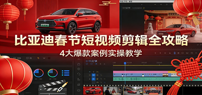 比亚迪春节短视频剪辑全攻略，4大爆款案例实操教学|一站式知识服务平台|多样资源|热门项目|详尽教程|学习交流|成功之门|HY资源库