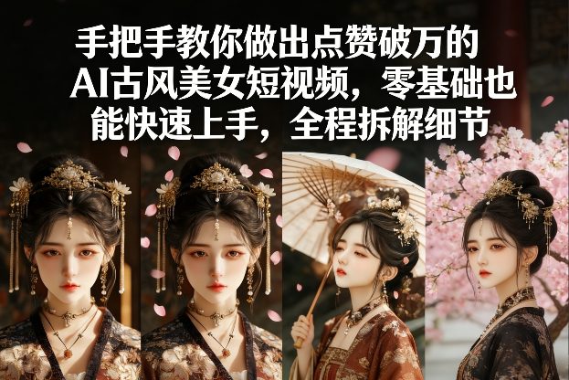 手把手教你做出点赞破万的AI古风美女短视频，零基础也能快速上手，全程拆解细节网赚项目-副业赚钱-互联网创业-资源整合老八网赚