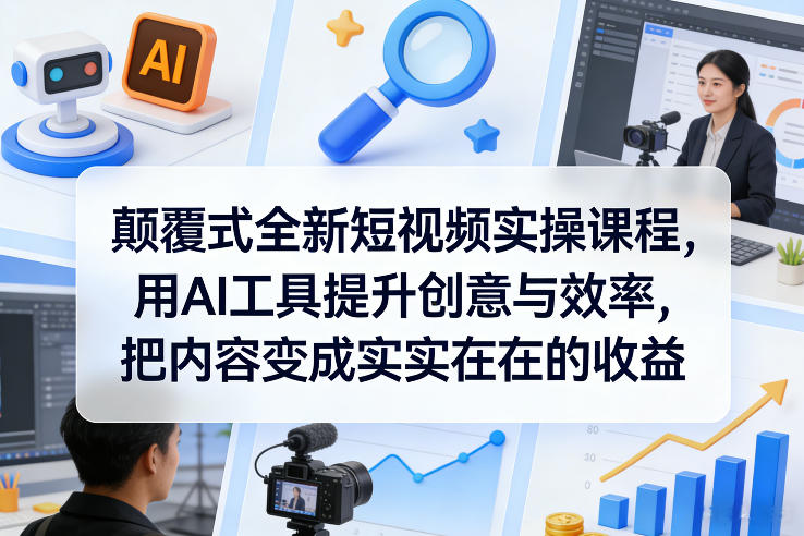 颠覆式全新短视频实操课程，用AI工具提升创意与效率，把内容变成实实在在的收益网赚项目-副业赚钱-互联网创业-资源整合老八网赚