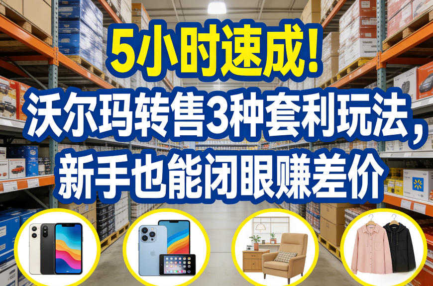 5小时速成！沃尔玛转售3种套利玩法，新手也能闭眼賺差价网赚项目-副业赚钱-互联网创业-资源整合老八网赚