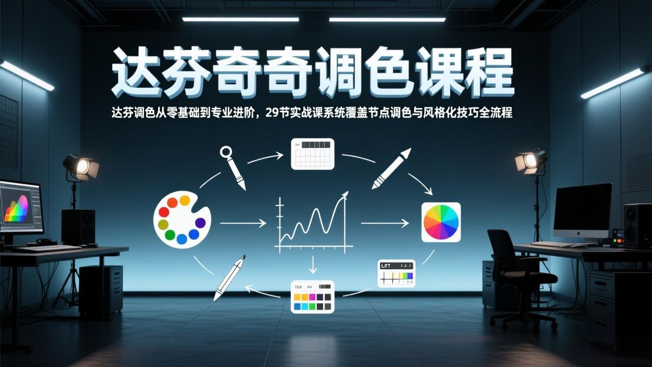 达芬奇调色从零基础到专业进阶，29节实战课系统覆盖节点调色与风格化技巧全流程网赚项目-副业赚钱-互联网创业-资源整合老八网赚