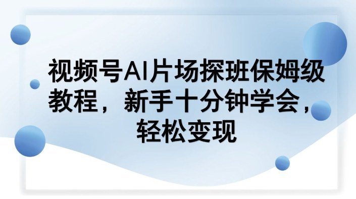 视频号AI片场探班保姆级教程，新手十分钟学会，轻松变现网赚项目-副业赚钱-互联网创业-资源整合老八网赚