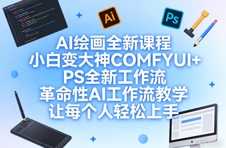 AI绘画全新课程，小白变大神COMFYUI+PS全新工作流，革命性AI工作流教学，让每个人轻松上手网赚项目-副业赚钱-互联网创业-资源整合老八网赚