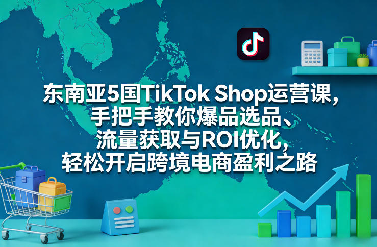 东南亚5国TikTok Shop运营课，手把手教你爆品选品、流量获取与ROI优化，轻松开启跨境电商盈利之路网赚项目-副业赚钱-互联网创业-资源整合老八网赚