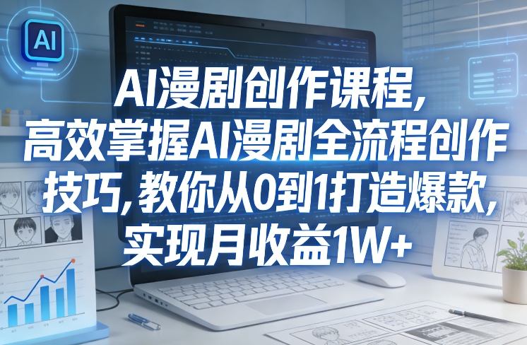 某社群AI漫剧创作课程，高效掌握AI漫剧全流程创作技巧，教你从0到1打造爆款，实现月收益1W+网赚项目-副业赚钱-互联网创业-资源整合老八网赚
