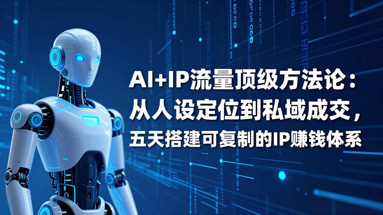 AI+IP顶级方法论：从人设定位到私域成交，五天搭建可复制的IP赚钱体系网赚项目-副业赚钱-互联网创业-资源整合-AI短视频教学万物资源网