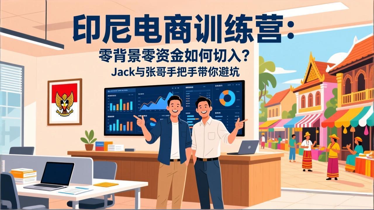 印尼电商训练营：零背景零资金如何切入？Jack与张哥手把手带你避坑网赚项目-副业赚钱-互联网创业-资源整合-AI短视频教学万物资源网
