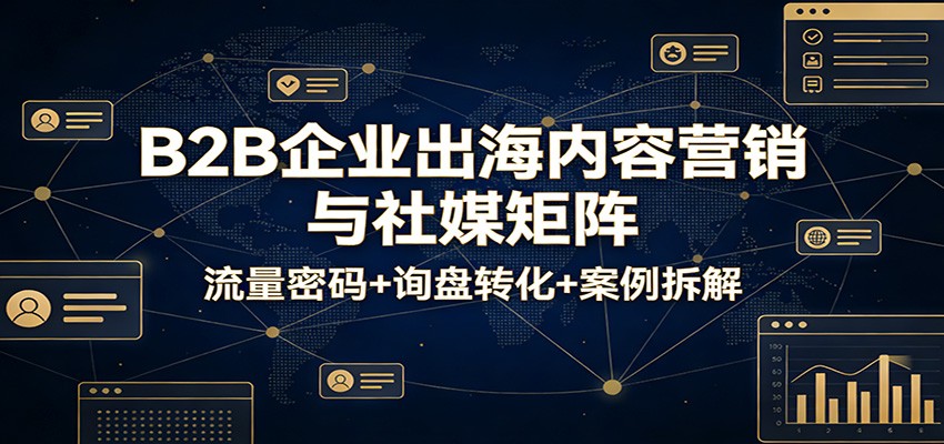 B2B企业出海内容营销与社媒矩阵：流量密码+询盘转化+案例拆解网赚项目-副业赚钱-互联网创业-资源整合-AI短视频教学万物资源网