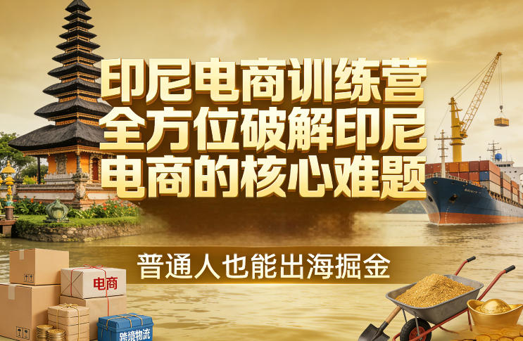 印尼电商训练营，全方位破解印尼电商的核心难题，普通人也能出海掘金网赚项目-副业赚钱-互联网创业-资源整合-AI短视频教学万物资源网
