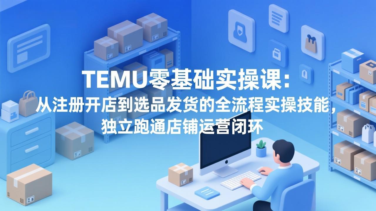 TEMU零基础实操课：从注册开店到选品发货的全流程实操技能，独立跑通店铺运营闭环网赚项目-副业赚钱-互联网创业-资源整合老八网赚