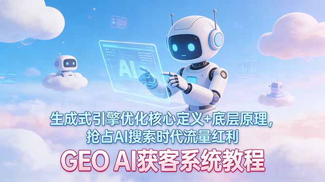 GEO AI获客系统教程：生成式引擎优化核心定义+底层原理，抢占AI搜索时代流量红利网赚项目-副业赚钱-互联网创业-资源整合老八网赚