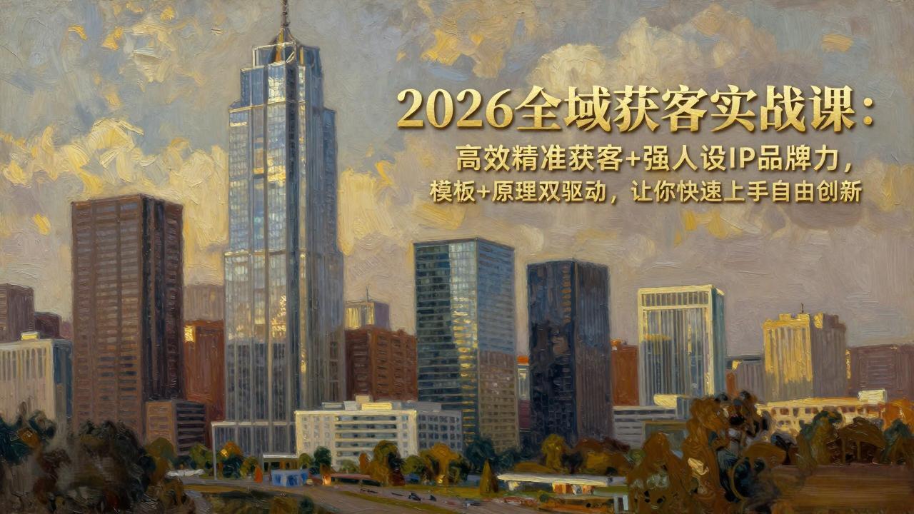 2026全域获客实战课：高效精准获客+强人设IP品牌力，模板+原理双驱动，让你快速上手自由创新网赚项目-副业赚钱-互联网创业-资源整合老八网赚
