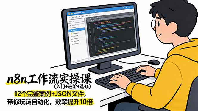 n8n工作流实操课（入门+进阶+选修）12个完整案例+JSON文件，带你玩转自动化，效率提升10倍网赚项目-副业赚钱-互联网创业-资源整合老八网赚