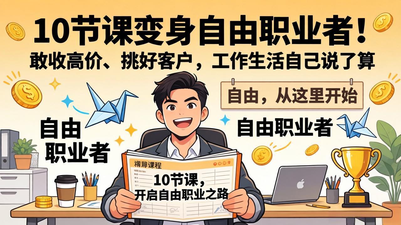 10 节课变身自由职业者！敢收高价、挑好客户，工作生活自己说了算网赚项目-副业赚钱-互联网创业-资源整合老八网赚