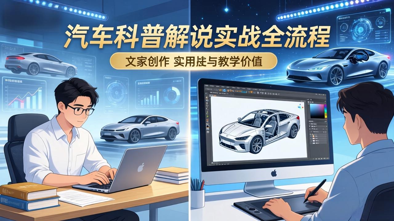 抖音汽车科普解说实战：文案+动画+画面处理+去水印全流程，打造专业汽车科普视频网赚项目-副业赚钱-互联网创业-资源整合老八网赚