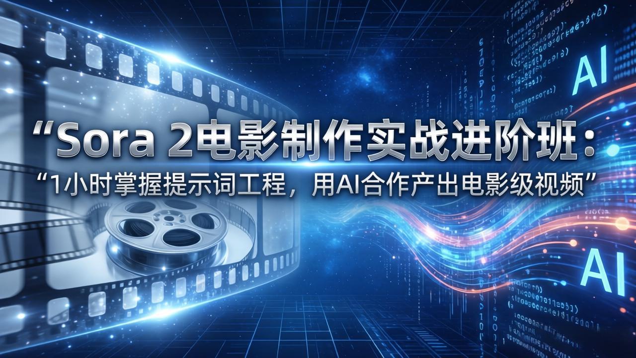 Sora 2电影制作实战进阶班：1小时掌握提示词工程，用AI合作产出电影级视频网赚项目-副业赚钱-互联网创业-资源整合老八网赚