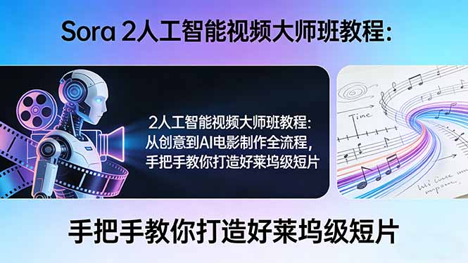 Sora 2人工智能视频大师班教程：从创意到AI电影制作全流程，手把手教你打造好莱坞级短片|一站式知识服务平台|多样资源|热门项目|详尽教程|学习交流|成功之门|HY资源库