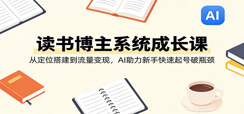 读书博主系统成长课：从定位搭建到流量变现，AI助力新手快速起号破瓶颈网赚项目-副业赚钱-互联网创业-资源整合老八网赚