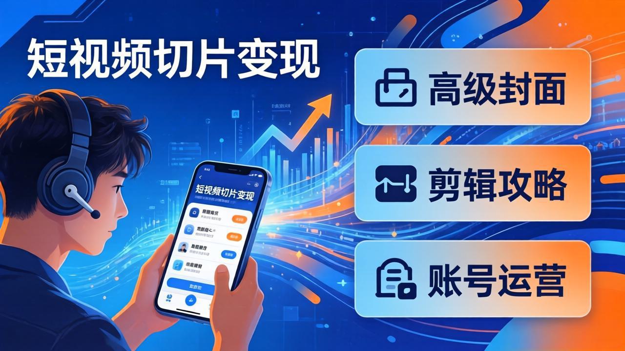 短视频切片变现速成班2.0：高级封面+剪辑攻略+账号运营，0基础小白快速入局副业|一站式知识服务平台|多样资源|热门项目|详尽教程|学习交流|成功之门|HY资源库