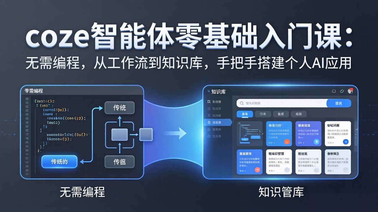 coze智能体零基础入门课：无需编程，从工作流到知识库，手把手搭建个人AI应用|一站式知识服务平台|多样资源|热门项目|详尽教程|学习交流|成功之门|HY资源库