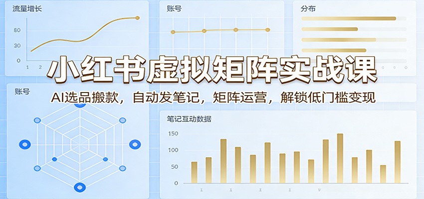 小红书虚拟矩阵实战课：AI选品搬款，自动发笔记，矩阵运营，解锁低门槛变现|一站式知识服务平台|多样资源|热门项目|详尽教程|学习交流|成功之门|HY资源库