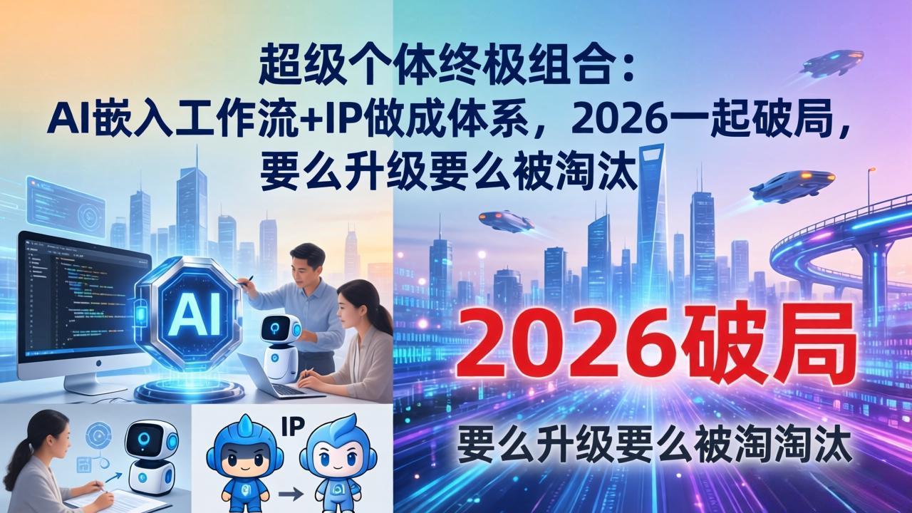 超级个体终极组合-更新：AI嵌入工作流+IP做成体系，2026一起破局，要么升级要么被淘汰网赚项目-副业赚钱-互联网创业-资源整合老八网赚