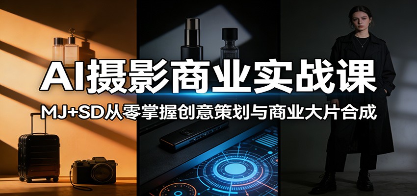 AI摄影商业实战课：MJ+SD从零掌握创意策划与商业大片合成网赚项目-副业赚钱-互联网创业-资源整合老八网赚