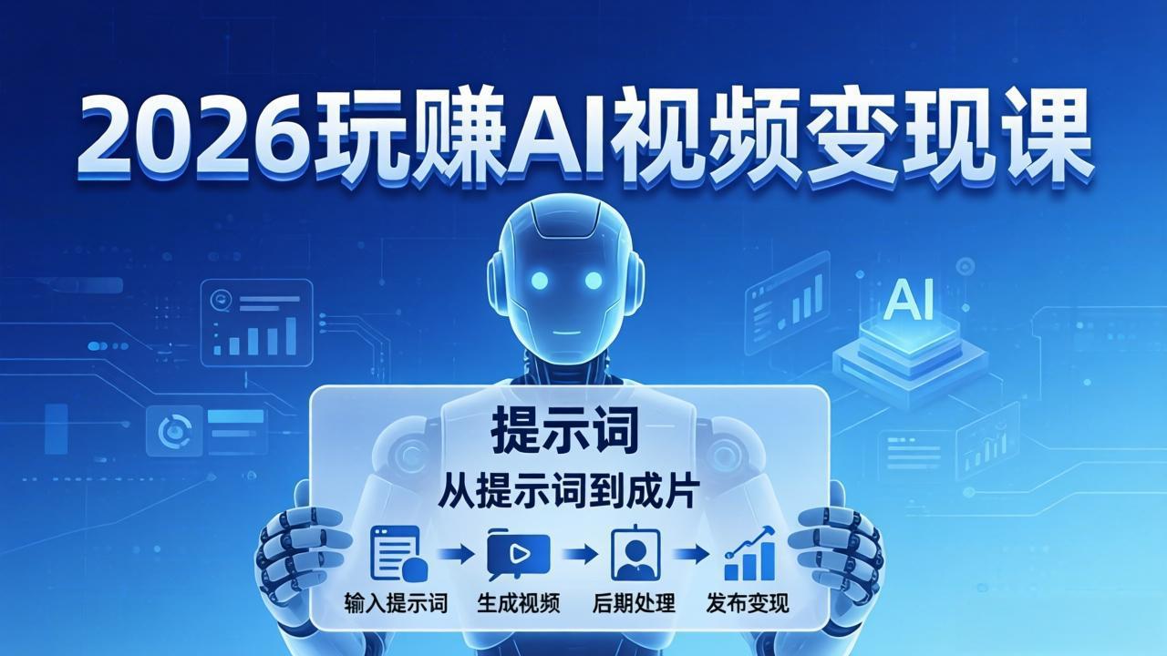 2026玩赚AI视频变现课：掌握 AI 视频全流程技能，从提示词到成片高效产出|一站式知识服务平台|多样资源|热门项目|详尽教程|学习交流|成功之门|HY资源库
