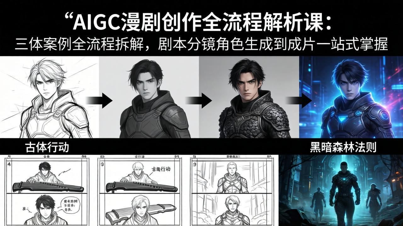 AIGC漫剧创作全流程解析课：三体案例全流程拆解，剧本分镜角色生成到成片一站式掌握网赚项目-副业赚钱-互联网创业-资源整合老八网赚