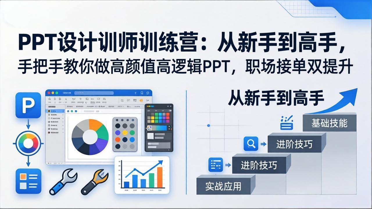 PPT设计训师训练营：从新手到高手，手把手教你做高颜值高逻辑PPT，职场接单双提升网赚项目-副业赚钱-互联网创业-资源整合老八网赚