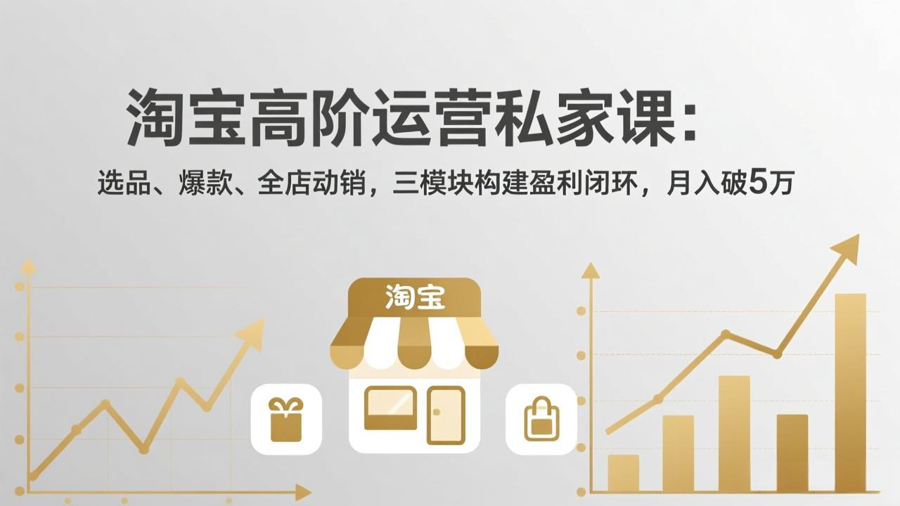 淘宝高阶运营私家课（更新26年4月）：选品、爆款、全店动销，三模块构建盈利闭环，月入破5万|一站式知识服务平台|多样资源|热门项目|详尽教程|学习交流|成功之门|HY资源库